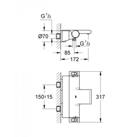 Grohe  Mitigeur bain thermostat Grohtherm 2000, bac à douche