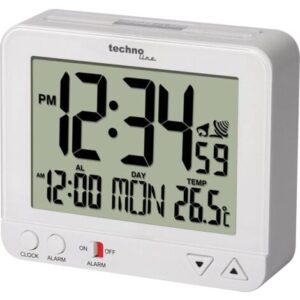 Techno Line WT 195 WHITE Radiocontrollato Sveglia Bianco Tempi di allarme 1 Display grande