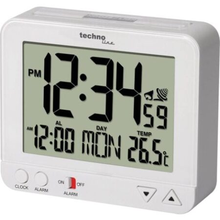 Techno Line WT 195 WHITE Radiocontrollato Sveglia Bianco Tempi di allarme 1 Display grande