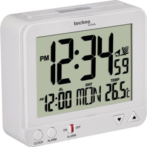 Techno Line WT 195 WHITE Radiocontrollato Sveglia Bianco Tempi di allarme 1 Display grande