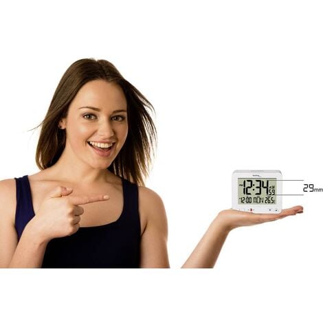 Techno Line WT 195 WHITE Radiocontrollato Sveglia Bianco Tempi di allarme 1 Display grande