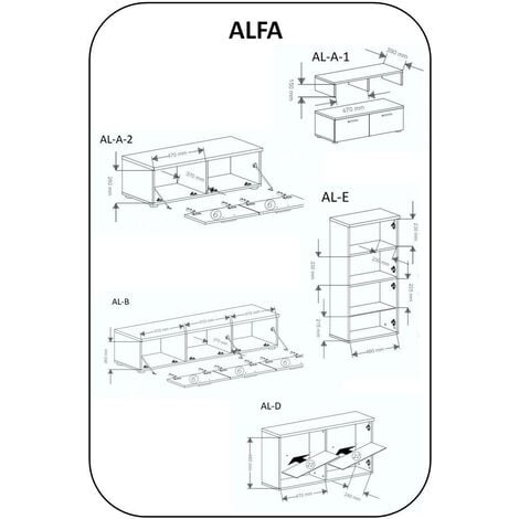 Skraut Home - Mobili TV Parete da Soggiorno e pranzo contemporaneo con illuminazione a LED, Bianco Mate e Nero Laccato, dimensioni: 250 x 194 x 42 cm di profondità.