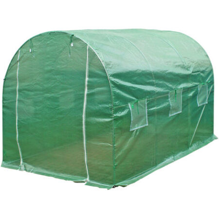 Wiltec Serra tunnel piccola 300x200x200 cm, con telo in PE 120 g/m², cerniera e finestre, per coltivazione