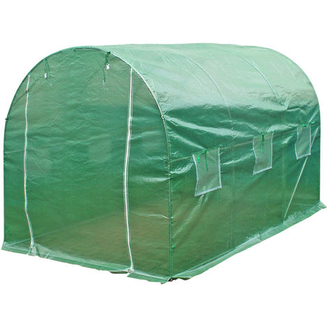 Wiltec Serra tunnel piccola 300x200x200 cm, con telo in PE 120 g/m², cerniera e finestre, per coltivazione