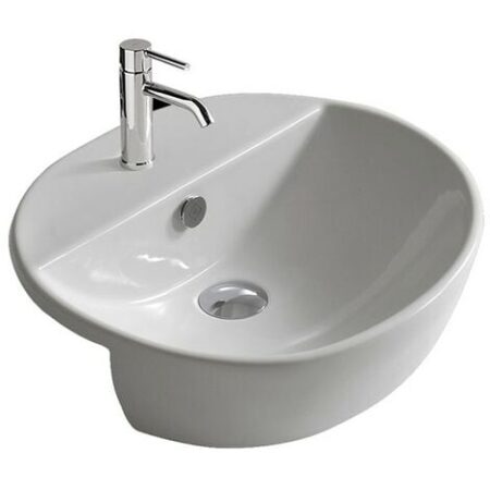 Lavabo M2 semincasso cm. 50x43 in ceramica bianco lucido di