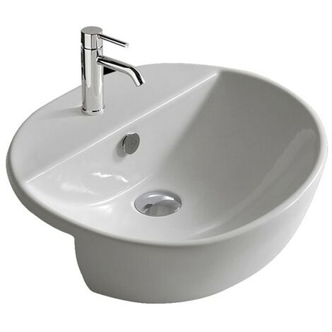 Lavabo M2 semincasso cm. 50x43 in ceramica bianco lucido di