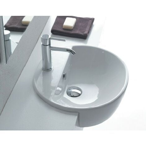 Lavabo M2 semincasso cm. 50x43 in ceramica bianco lucido di