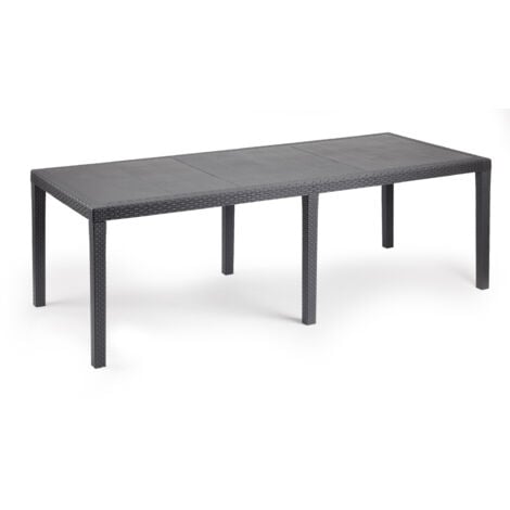 Tavolo Queen Antracite Allungabile in Resina Effetto Rattan - 220x90 cm - Ipae Progarden