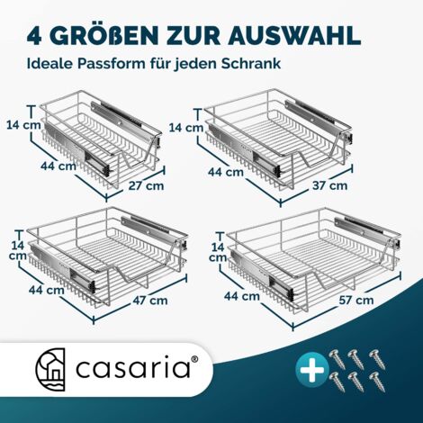 CASARIA® Cestello Estraibile Sottolavello Cassetto Telescopico Metallo Guide Scorrevoli 30cm / 40cm / 50cm / 60cm 30cm Wide cabinets (en)