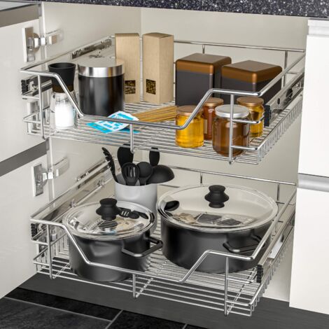 CASARIA® Cestello Estraibile Sottolavello Cassetto Telescopico Metallo Guide Scorrevoli 30cm / 40cm / 50cm / 60cm 30cm Wide cabinets (en)