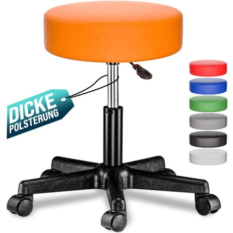 CASARIA® Sgabello Girevole  56 x 56  Altezza Regolabile 46 - 61 cm cm Similpelle Sedia  Girevole 360°  Imbottitura della Seduta 10 cm  Arancione