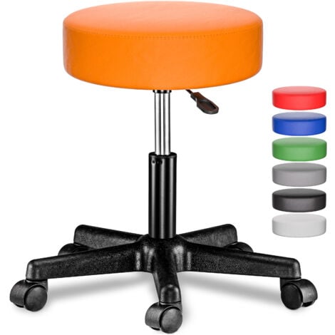 CASARIA® Sgabello Girevole  56 x 56  Altezza Regolabile 46 - 61 cm cm Similpelle Sedia  Girevole 360°  Imbottitura della Seduta 10 cm  Arancione