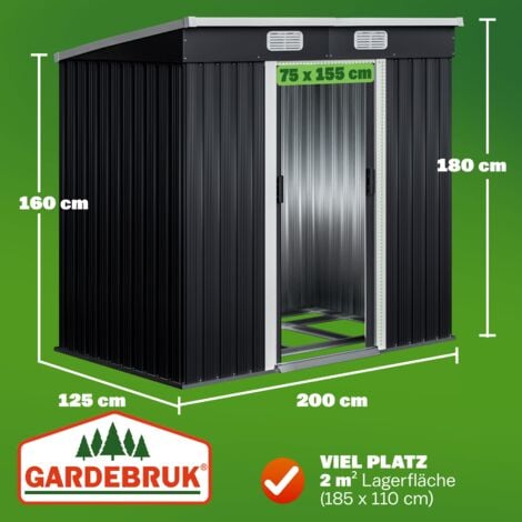 GARDEBRUK® Capanno da Giardino L 2m² Fondamenta 200x125x185cm