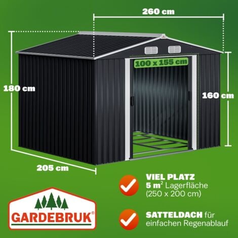 GARDEBRUK® Capanno da Giardino XXL 5m² Fondamenta 260x205x180cm