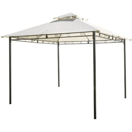 Gazebo 3x3 da giardino quadrato per esterno in ferro telo 180gr Ecrù  - GAZ 365
