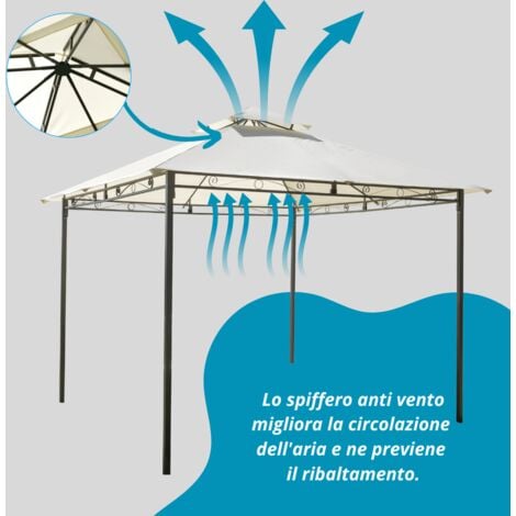 Gazebo 3x3 da giardino quadrato per esterno in ferro telo 180gr Ecrù  - GAZ 365