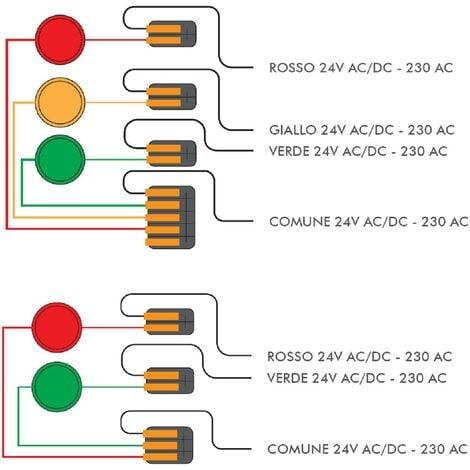 Semaforo Luce Rossa e Verde Funzione Manuale 2 Semafori 24 Led Rossi 24 Led Verdi 24 Vac 3 W Frontalino Vetro Luce Puntiforme Ø 124 mm IP65 Orientabile 180 Gradi Controllo Parcheggio Garage Condominio