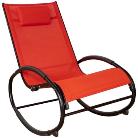 sdraio dondolo da esterno eurogarden "relaxing" in alluminio e textilene rosso 62x119x86 cm