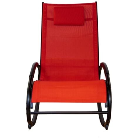 sdraio dondolo da esterno eurogarden "relaxing" in alluminio e textilene rosso 62x119x86 cm