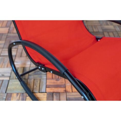 sdraio dondolo da esterno eurogarden "relaxing" in alluminio e textilene rosso 62x119x86 cm