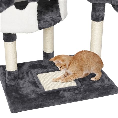 Yaheetech Albero Tiragraffi per Gatti Adulti a Soffitto Grande con Amaca e Sisal Graffiatoio Alto per Gatto Altezza Regolabile da 228 cm a 255 cm Grigio/Bianco