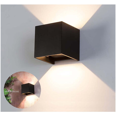 Applique Led Cob Lampada Parete 10W Quadrato Nero Luce Calda Interno Esterno
