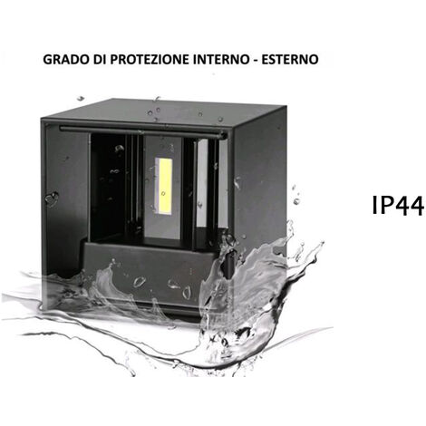 Applique Led Cob Lampada Parete 10W Quadrato Nero Luce Calda Interno Esterno