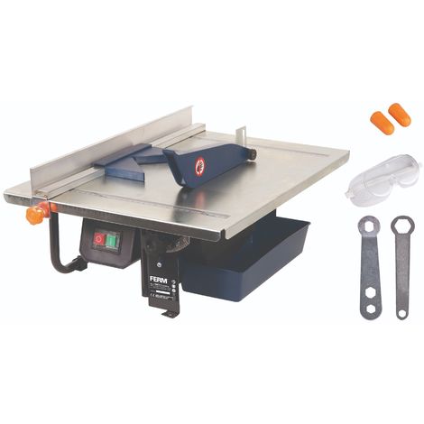FERM Tagliapiastrelle 900W-200mm raffreddamento ad acqua. Incl. 1x lama diamantata, vassoio, guida parallela, chiave, occhiali e tappi