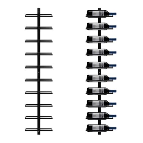 Yaheetech Portabottiglie Vino da Parete 126 cm Scaffale Metallo Vino Porta 10 Bottiglie Mobile Portabottiglie Nero