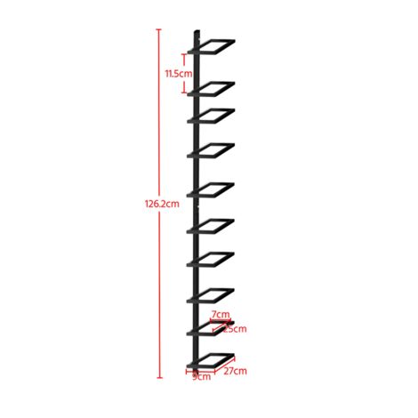 Yaheetech Portabottiglie Vino da Parete 126 cm Scaffale Metallo Vino Porta 10 Bottiglie Mobile Portabottiglie Nero