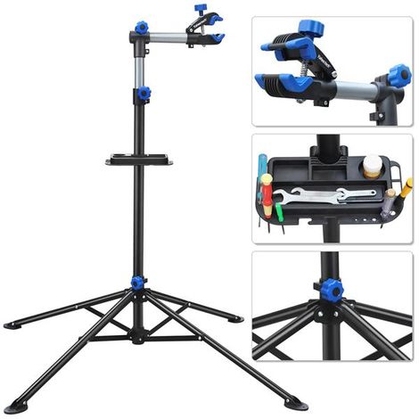 Yaheetech Cavalletto per Manutenzione Bici Pieghevole Supporto Riparazione Bici Universale Staffa con Bastone Ferma Manubrio Regolabile Altezza 108-190 cm Carico Massimo 30 kg