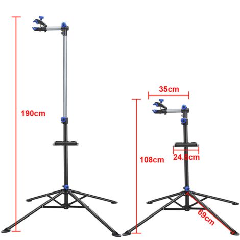 Yaheetech Cavalletto per Manutenzione Bici Pieghevole Supporto Riparazione Bici Universale Staffa con Bastone Ferma Manubrio Regolabile Altezza 108-190 cm Carico Massimo 30 kg