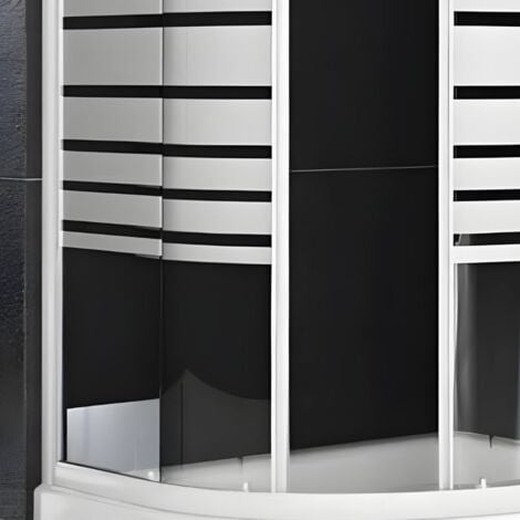 Ogomondo box doccia semicircolare bianco due ante cristallo temprato  misure 87-89,5x87-89,5xh185 cm serigrafato - confezione 1