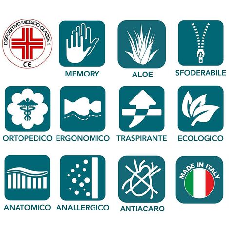 EVERGREENWEB - Cuscino Cervicale 40x70 alto 911 cm, Modello Doppia Onda 100% MEMORY FOAM, fodere ALOE VERA e COTONE Sfoderabile, Guanciale Letto per Dolori al Collo con DISPOSITIVO MEDICO, Offerta