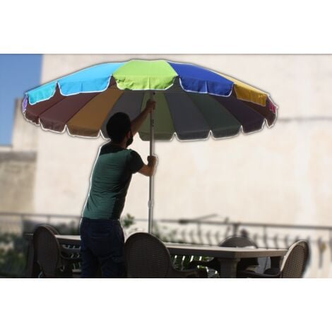 Ombrellone Arcobaleno Spiaggia Bar Lido 240 cm tessuto poliestere 43952