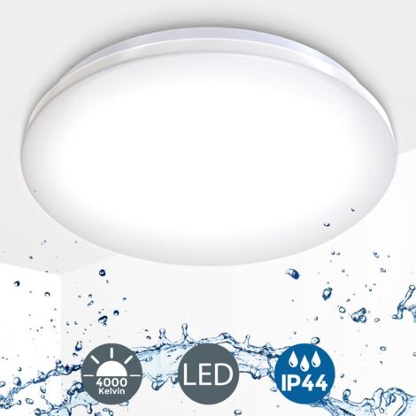B.K.Licht Plafoniera LED, lampada da soffitto o parete per bagno, luce bianca naturale 4000K, LED integrati 12W, 1200Lm, Ø29cm, resistente agli schizzi d’acqua IP44, plafoniera moderna, plastica 230V