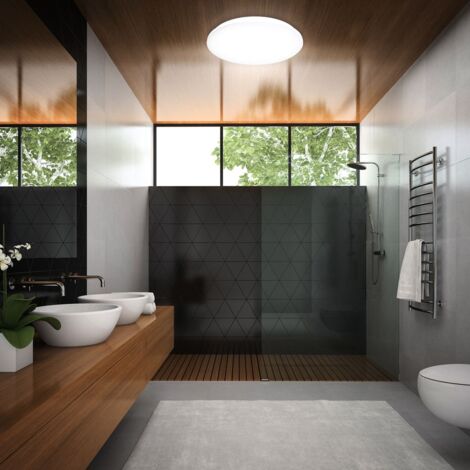 B.K.Licht Plafoniera LED, lampada da soffitto o parete per bagno, luce bianca naturale 4000K, LED integrati 12W, 1200Lm, Ø29cm, resistente agli schizzi d’acqua IP44, plafoniera moderna, plastica 230V