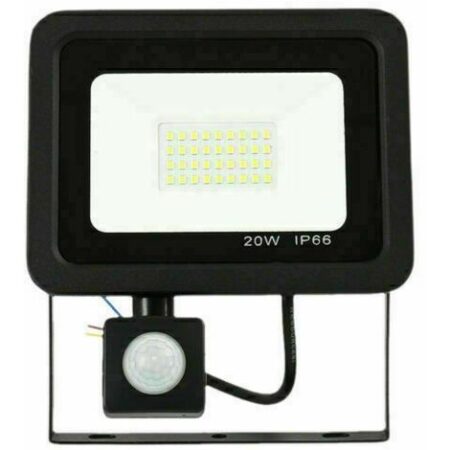 Faro LED 20W Faretto Slim Con Sensore Movimento PIR luce fredda 6000k IP66
