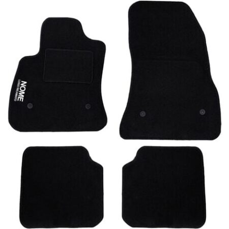 LUPEX SHOP - Tappetini auto compatibili per 500L con 4 clip di fissaggio, in moquette nera, anteriori e posteriori