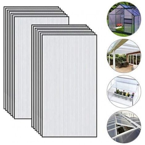 Set 14 pezzi in policarbonato resistente ai raggi UV per serre da giardino (605 x 1210 x 4 mm)