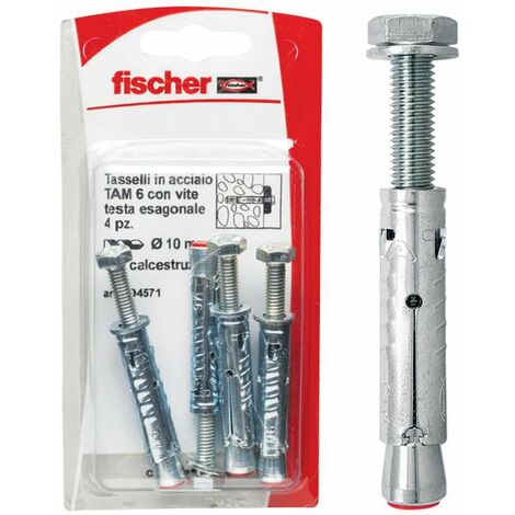 Fischer Tasselli acciaio TA M 6 S/10 K con vite testa esagonale (4 Pz.)