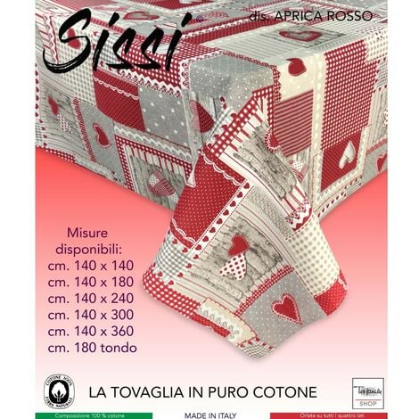 TOVAGLIA SISSI in cotone APRICA ROSSO in cotone Cm. 140x140 x4 persone