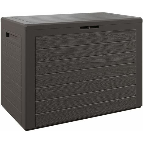 CASARIA® Baule da Giardino Effetto Legno Contenitore da esterno Box portacuscini Cassapanca per esterni  Marrone