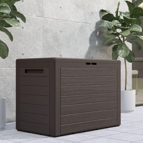 CASARIA® Baule da Giardino Effetto Legno Contenitore da esterno Box portacuscini Cassapanca per esterni  Marrone