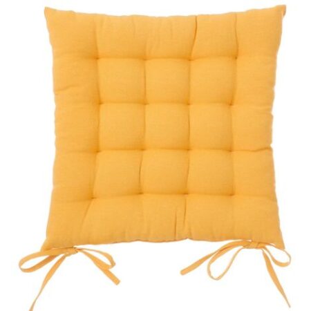 Cuscino Sedia in Tessuto Trapuntato Imbottito 40x40 con Laccetti Colore Arancio