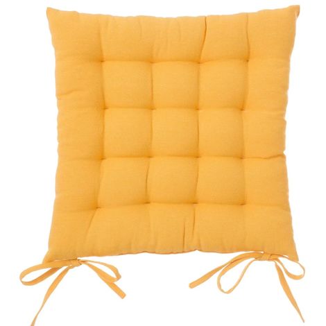 Cuscino Sedia in Tessuto Trapuntato Imbottito 40x40 con Laccetti Colore Arancio