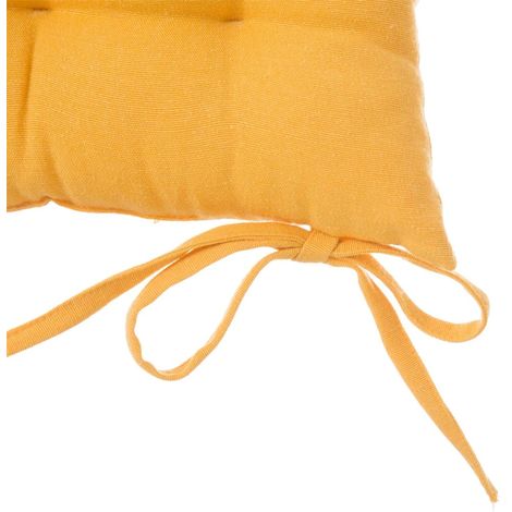Cuscino Sedia in Tessuto Trapuntato Imbottito 40x40 con Laccetti Colore Arancio