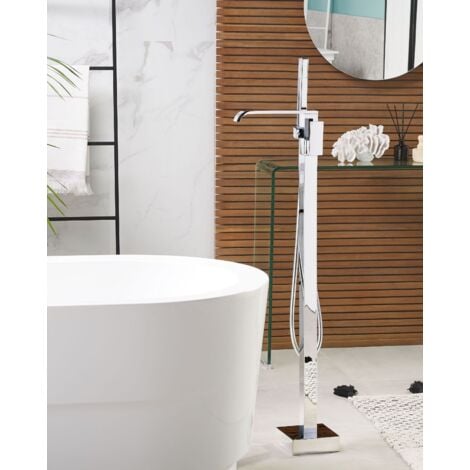 Miscelatore Monocomando Argento Cromato per Vasca Freestanding Moderno Niagara