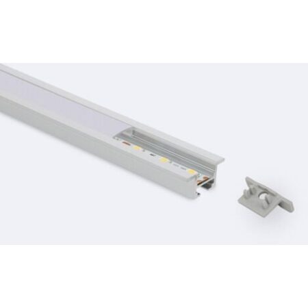 Profilo in Alluminio a Incasso al Soffitto con Clip 1m per Striscia LED fino a 12 mm Coperchio Traslucido 1 m