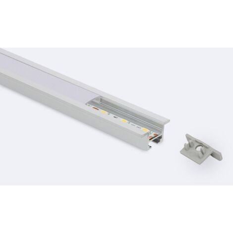 Profilo in Alluminio a Incasso al Soffitto con Clip 1m per Striscia LED fino a 12 mm Coperchio Traslucido 1 m